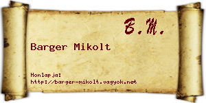 Barger Mikolt névjegykártya